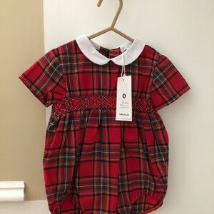 Red Plaid Tartan Baby One Piece Bodysuit Romper